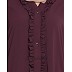 Front open abaya with frills on panels and sleeves- Maroon Front open abaya with frills on panels and sleeves- Maroon